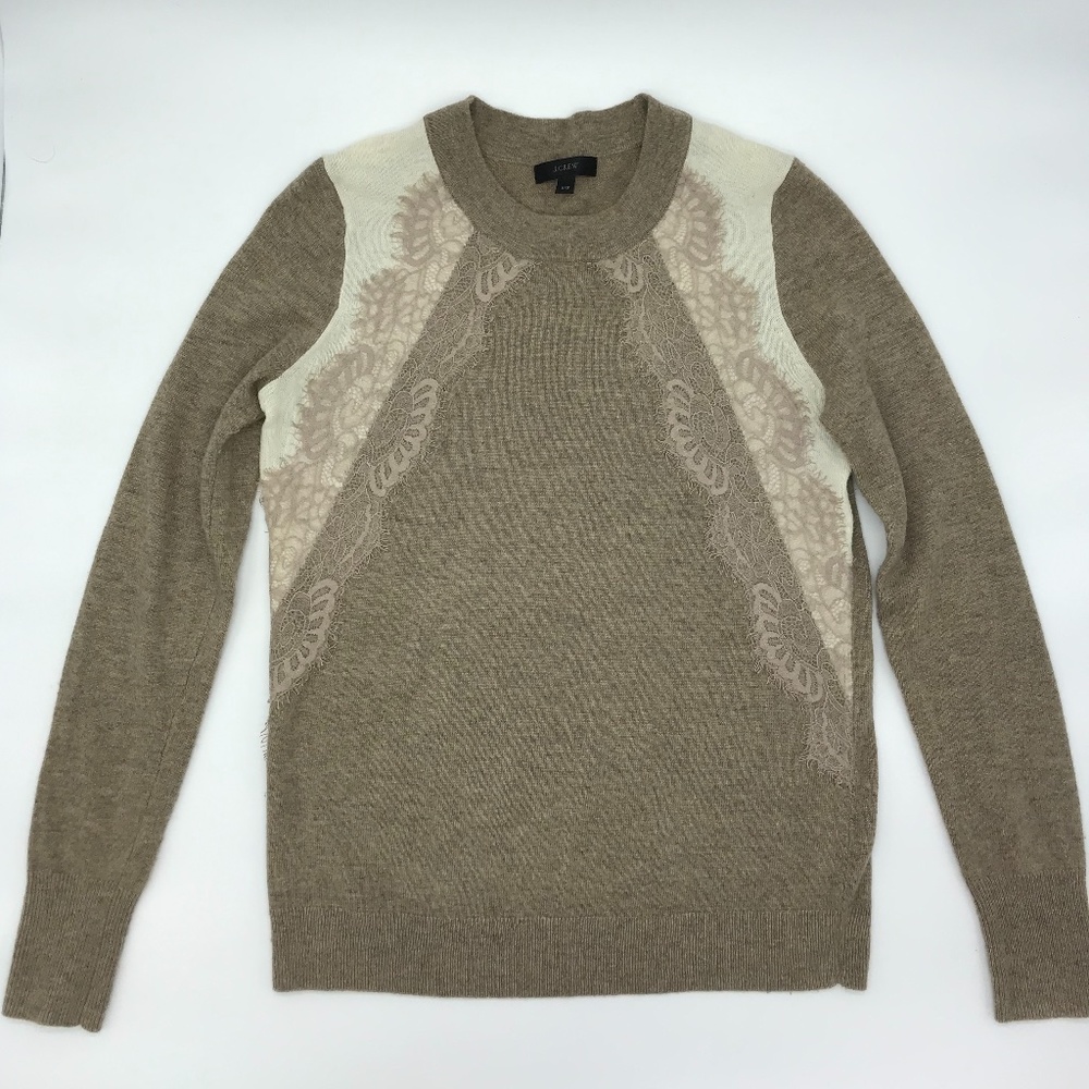 J. Crew Colorblock lace panel sweater